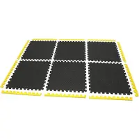 HBM Juego de baldosas de EVA para la protección del suelo 6 piezas, negro, amarillo