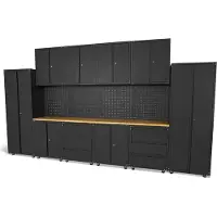 HBM Sistema de taller modular premium, 16 piezas, negro mate