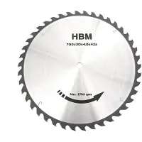 HBM hoja de sierra de 700 mm - 42-T para Sierra de Inglete Profesional / Sierra de Leña 5.5 HP - 400 Voltios