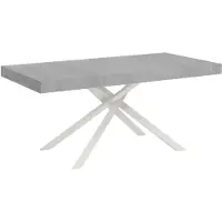 Ityhome - Mesa de comedor extensible 160/264 x 90 cm, modelo Karida, con patas de cemento y superficie blanca