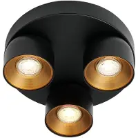 Nordlux Downlight Pitcher, negro/latón, 3 luces, redondo, metal