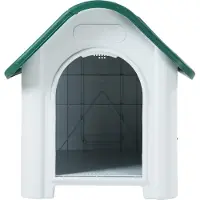 En.casa Caseta para perros "Bello", con abertura en el techo, de 87 x 72 x 75 cm, de plástico, color blanco/verde