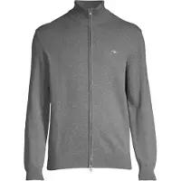 Gant para hombre. 8030164 Cárdigan casual de algodón con cremallera gris (XXL), Manga larga, outlet 2026.