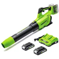 Greenworks Soplador de hojas inalámbrico de 48V (24V x 2) con motor sin escobillas y función turbo