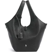 Ralph Lauren para mujer. 428938031019 Bolso tote Polo Play de piel negro (OSFA), Casual, outlet 2026.