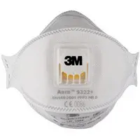 3M 7100140882. Mascarillas de protección respiratoria Aura Comfort Cool Flow 9322+ FFP2 NR. Cumple con las normas DIN EN 149:2001, A1:2009. Caja de 10 unidades.