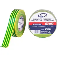 Hpx Cinta aislante de PVC, conforme a la norma VDE, color amarillo/verde, 19 mm x 20 metros