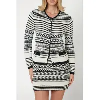 Guess Marciano By Arianna Stitched Car Eggshell And Black Talla: XS | Cárdigan Outlet | Mujer | Blanco