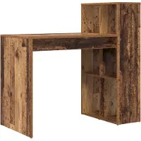 vidaXL Escritorio , estilo vintage, con tablero de madera maciza y estructura de tablero de partículas, 108 x 55 x 103,5 cm