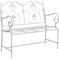 vidaXL Banco de jardín para 2 personas, 104 x 54 x 93 cm, acero, color blanco envejecido