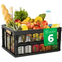 Novaliv : Cajas plegables, estables. Juego de 6 cajas de 30 litros, color . Cestas plegables, cajas de transporte, cajas de almacenamiento, cestas de compra, cestas para la cocina