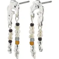 Pilgrim Pendientes 'Niya' gris / naranja / negro / plata / blanco perla