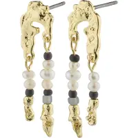 Pilgrim Pendientes 'Niya' oro / piedra / negro / blanco perla