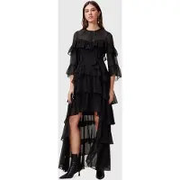 AllSaints Nat Ruffle Dress Black Talla: 4 | Vestidos Maxi Outlet | Mujer | Negro