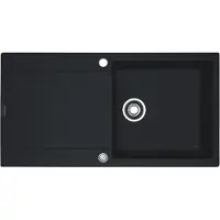 Franke Fregadero modelo MARIS MRG 611-100, color negro mate, con válvula de pulsador. Dimensiones de corte: 950 x 480 mm. Fregadero de granito, encimera o empotrado