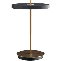 UMAGE Lámpara de mesa recargable LED Asteria Move, color antracita/latón, 31 cm