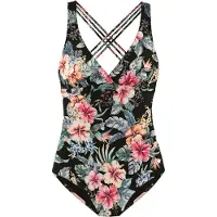 LASCANA Traje de baño verde / naranja / rosa / negro