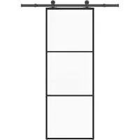 vidaXL Puerta corredera con herrajes, 76x205 cm, vidrio de seguridad ESG y aluminio