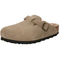 Birkenstock - Pantuflas - Boston Shearling Leather/Suede Regular Taupe - Talla 43 - Marrón