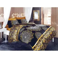 L'essentiel Maison L'Essentiel, Ropa de Cama, Adal - PRL0842, Schwarz, Juego de edredón, 50% algodón / 50% poliéster