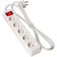 EDM Regleta de enchufes con 5 tomas y interruptor, modelo 41045 Schuko (3 metros)