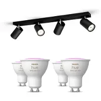 Philips Hue Pack: X4 Focos Kosipo (negro) + 4 Bombillas Gu10 Rgb