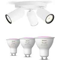 Philips Hue Pack: X3 Focos Pongee (blanco) + 3 Bombillas Gu10 Rgb
