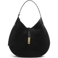 Ralph Lauren para mujer. 428929804003 Bolso de hombro Polo ID grande de ante negro (OSFA), Casual, outlet 2026.
