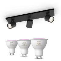 Philips Hue Pack: X3 Focos Runner (negro) + 2 Bombillas Gu10 Rgb