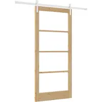 vidaXL Puerta corredera ORKDAL, color natural, 93 x 202 cm, madera maciza de pino y cristal