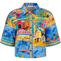 Shiwi Blusa azul claro / esmeralda / coral / negro