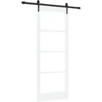 vidaXL Puerta corredera ORKDAL, 83 x 211 cm, madera maciza de pino y cristal, color blanco