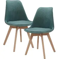 En.casa Juego de 2 sillas de comedor "Fläten", tapizadas, color verde oscuro