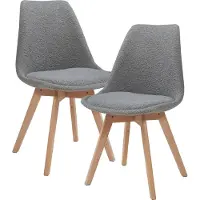 En.casa Silla de comedor "Fläten", juego de 2 unidades, sillón tapizado de tejido bouclé, color gris