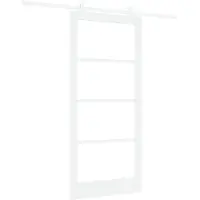 vidaXL Puerta corredera ORKDAL, blanca, 93 x 202 cm, de madera maciza de pino y cristal