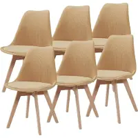 En.casa Juego de 6 sillas de comedor "Fläten", tapizadas en tela de color mostaza