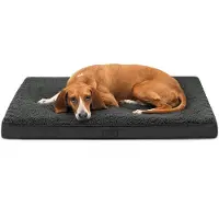 Lionto Cama para perros , ortopédica con superficie de felpa y imitación de ante, funda desmontable y asa de transporte, 91x69x8 cm, color