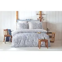 L'essentiel Maison L'Essentiel, juego de ropa de cama para el hogar, modelo PRL3241, color azul y blanco, incluye fundas de edredón, 100% algodón reforzado