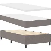 vidaXL Cama con somier y cabecero, color taupe, 90 x 190 cm, tapizada en tela