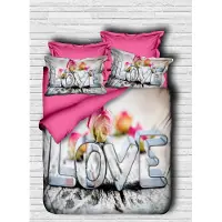 L'essentiel Maison L'Essentiel, Juego de ropa de cama para el hogar, modelo PRL1236, color rosa, blanco. Incluye: funda de edredón, parte superior del edredón y fundas de almohada. Material: 100% microfibra de poliéster