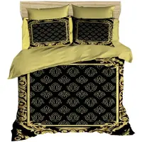L'essentiel Maison L'Essentiel, Juego de ropa de cama para el hogar, Adal - PRF1142, color y dorado. Incluye: manta de edredón, parte superior del edredón y funda de cojín. Material: 100% microsatén de poliéster