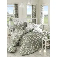 L'essentiel Maison L'Essentiel, Ropa de cama para el hogar, modelo PRL2258, color gris y blanco, juego de sábanas, 100% algodón reforzado
