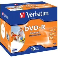 Verbatim 10 Dvd-r Imprimibles De 4.7 Gb Y 16x De Velocidad En Caja Jewel