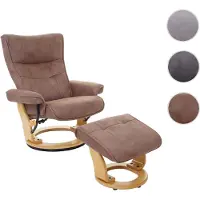 Generique Sillón reclinable Montreal, sillón de televisión con reposapiés, tapizado en tela, capacidad de carga de 130 kg, color marrón antiguo/marrón natural