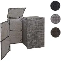 Mendler Cubierta para contenedores de basura HWC-E25, caja para contenedores de basura, cubierta para contenedores, polirratán, color gris, para 2 contenedores de 120 litros