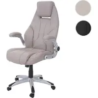 Mendler Silla de oficina HWC-A65, silla de escritorio, sillón de dirección, silla giratoria, cuero sintético, certificada color taupe grisáceo
