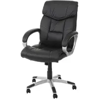 Mendler Silla de oficina, silla de dirección, silla giratoria M61, tapizada en cuero sintético, color negro