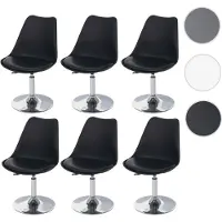 Mendler Conjunto de 6 sillas giratorias Malmö T501, sillas para cocina, con altura ajustable, tapizadas en cuero sintético, color , base cromada