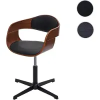 Mendler Silla de oficina HWC-H46, silla de escritorio, con ajuste de altura, mecanismo giratorio, estructura de haya certificada con acabado similar a la nuez, tapicería de cuero sintético