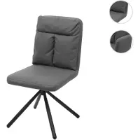Mendler Silla de comedor HWC-G58, silla de cocina, silla giratoria con ajuste automático, tapizada en tela, color gris
